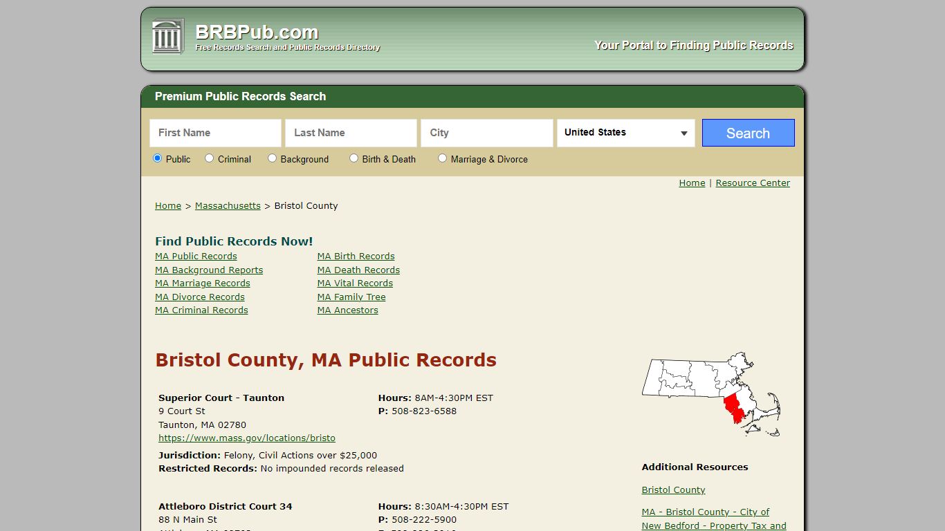 Bristol County, MA Public Records - BRB Pub